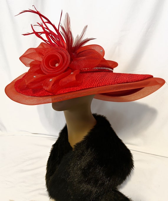 Easter Sunday Custom Red Long Brim Hat| Black Hat | Derby  display picture 3