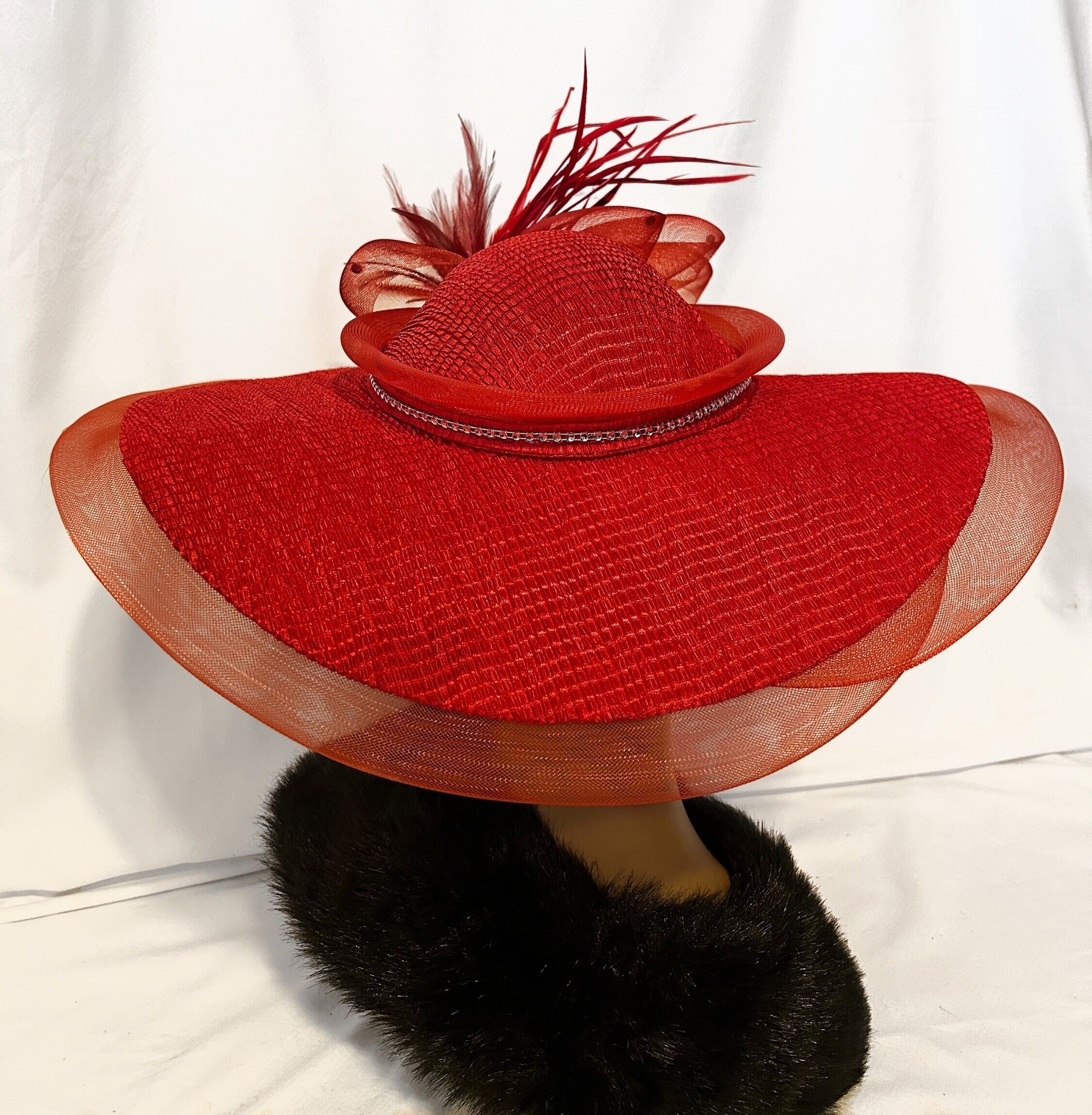 Easter Sunday Custom Red Long Brim Hat| Black Hat | Derby Hat | Church ...