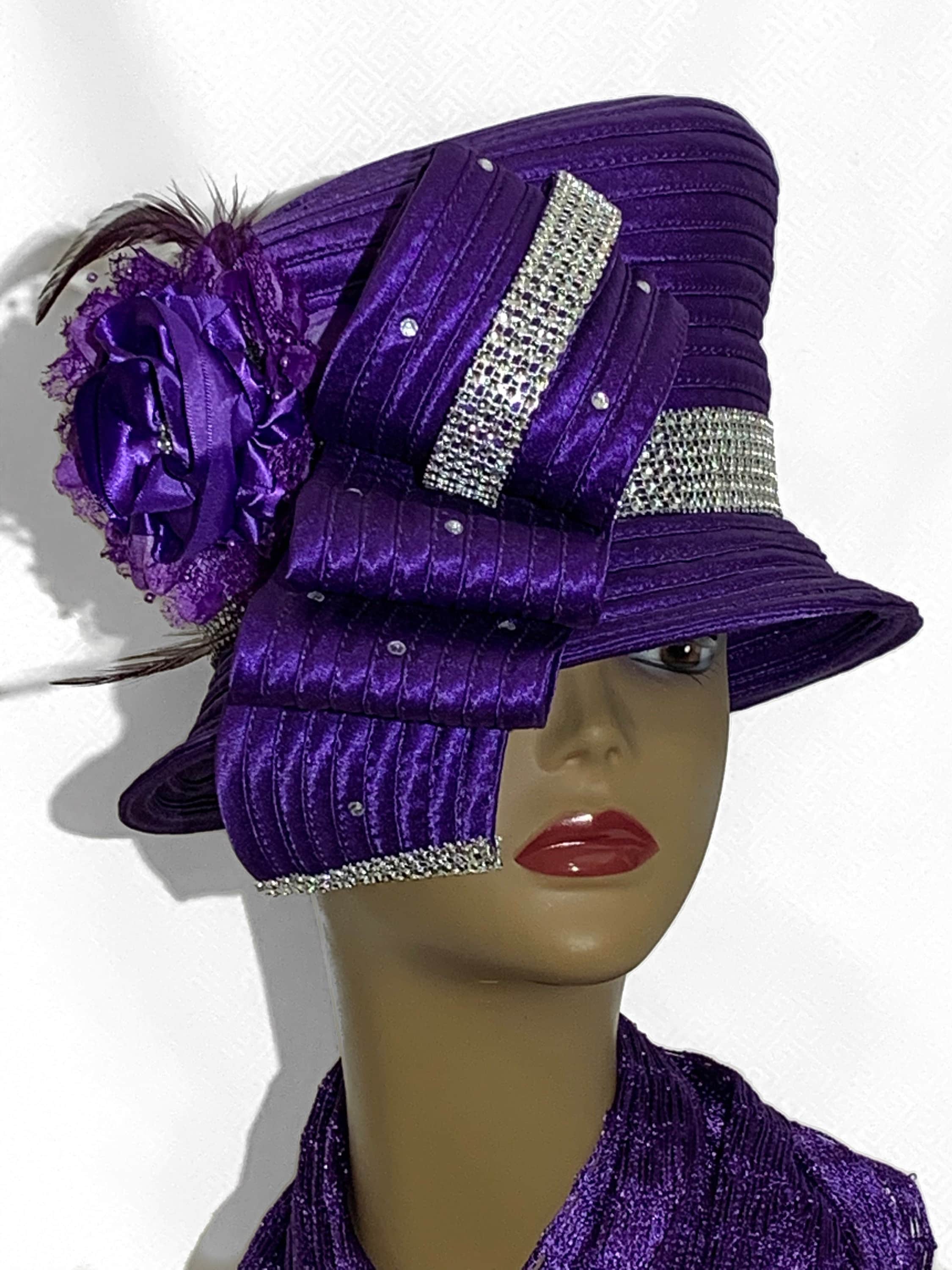 Ladies purple church hats hotsell