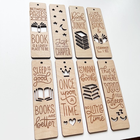 Soft Veneer Wood Bookmark Cut With Laser. 