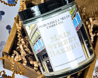 MAIN STREET BAKERY Disney Inspired Candle 9oz Jar Natural Soy Wax Main Street Melts Candle Co. Magic Kingdom Themed Theme Park scent gift