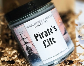 PIRATES LIFE Disney Inspired Candle 9oz Jar Soy Wax Main Street Melts Candle Co. Magic Theme Park scent of the Caribbean Attraction Ride