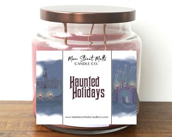 HAUNTED HOLIDAYS 18oz Triple Wick Tumbler Disney Inspired Candle Jar Soy Wax Main Street Melts scent theme Haunt Mansion Christmas Halloween