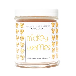 MICKEY WAFFLES Disney Inspired Candle 9oz Jar Natural Soy Wax Main Street Melts Candle Co. Magic Mouse Themed Theme Park scent Maple Scent image 2