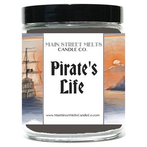 PIRATES LIFE  Disney Inspired Candle 9oz Jar Soy Wax Main Street Melts Candle Co. Magic Theme Park scent of the Caribbean Attraction Ride