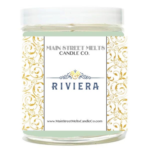 RIVIERA Disney Inspired Candle 9oz Jar Natural Soy Wax Main Street Melts Candle Co. Magic Themed Theme Park scent Resort Lobby Aromatherapy