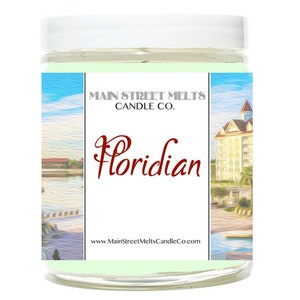 FLORIDIAN Disney Candle  Disney Inspired Candle 9oz Jar Natural Soy Wax Main Street Melts Candle Co. Magic scent Grand Lobby Aloe Clover