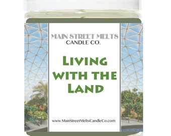 LIVING with the LAND Disney Inspired Candle 9oz Jar Natural Soy Wax Main Street Melts Candle Co. Magic Themed Theme Park scent Epcot Green