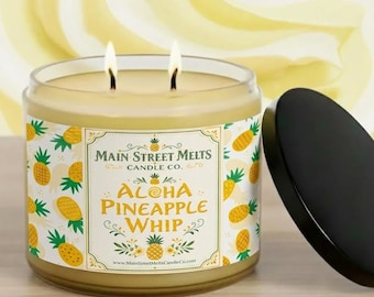 Vela de soja perfumada Aloha Pineapple Whip / Inspirada en Disney - Fragancia Dole Swirl