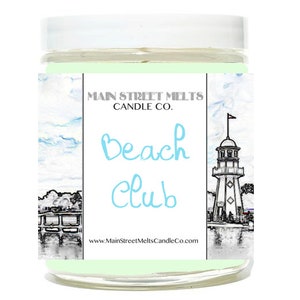 BEACH CLUB Disney Inspired Candle 9oz Jar Natural Soy Wax Main Street Melts Candle Co. Magic Theme Park scent Aloe Green Clover Resort Yacht