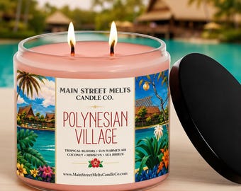 Village polynésien | Bougie de soja parfumée Disney - Parfum pour le hall du complexe
