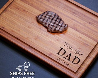 Dad Birthday Gift Cutting Board, Gift for Father, Engraved Board with Name, Custom Board for Dad, BBQ or Kitchen Gift, Unique Gift for Dad