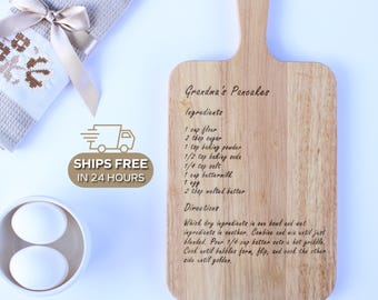 Personalized Recipe Cutting Board, Engraved Handwritten Keepsake, Custom Wood Cutting Board Gift for Mom, Grandma, Wedding, Housewarming