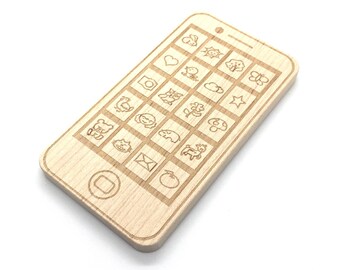 Wood teether, phone teether, toy phone, iphone teether, natural teether, toy cellphone, wood toy, cellphone teether, wooden toy