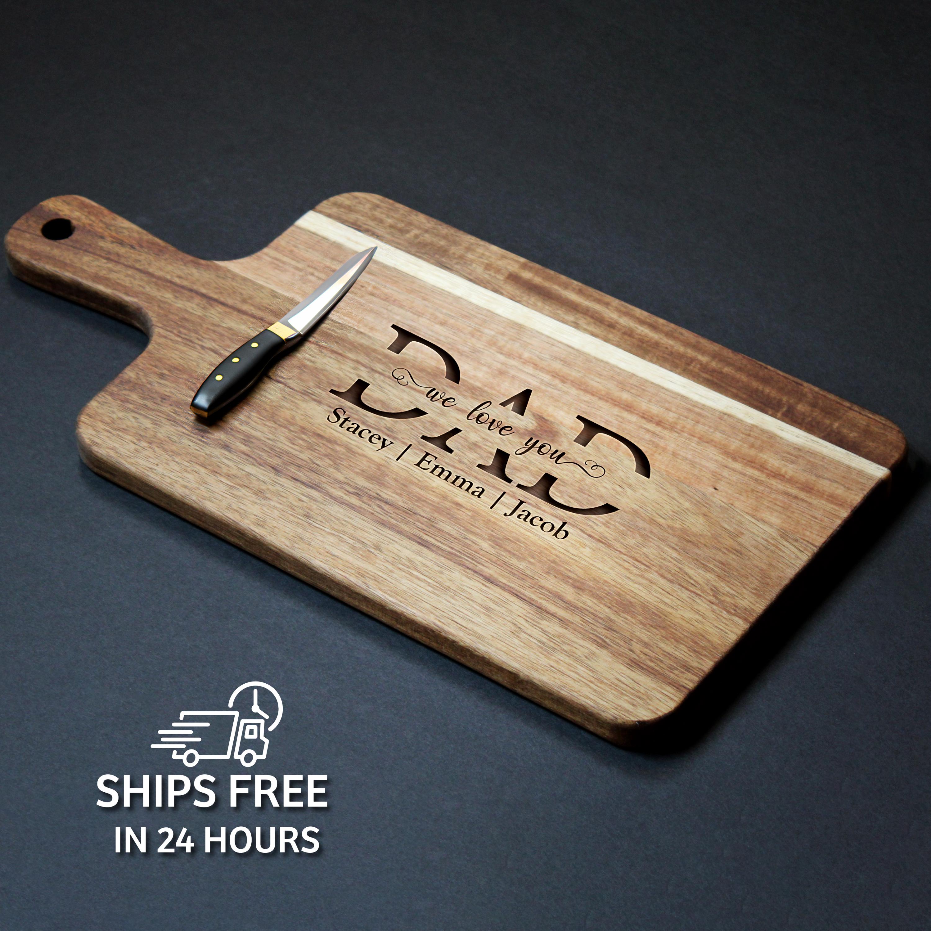 Birthday Gift for Dad Cutting Board, Gift for Father, Engraved Board with Name, Custom Board for Dad, BBQ or Kitchen Gift, Unique Dad Gift
