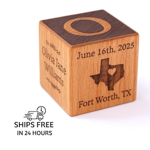 Personalized Baby Birth Block: Engraved Beechwood Newborn Keepsake