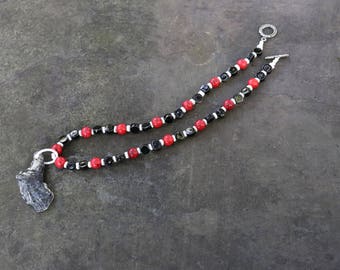 Red, Black, and White Shell Necklace