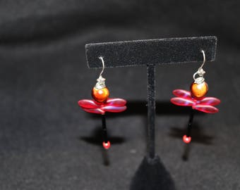 Brick Dragonfly Sterling Earrings