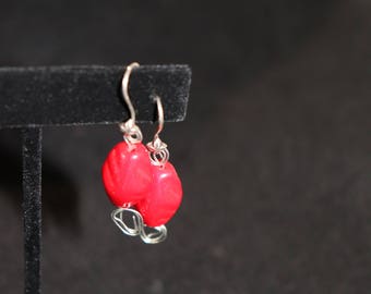 Red Swirl Sterling Earrings