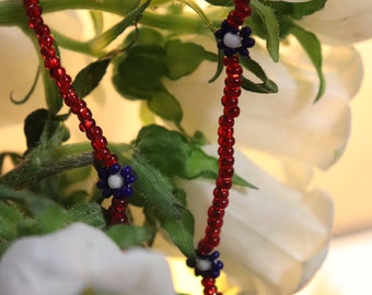 White, Blue, and Foiled Red Daisy Chain