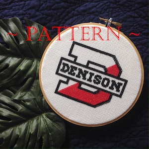 Denison University &quot;D&quot; Logo Cross Stitch Pattern