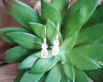 ANANAS - Boucles d'oreilles ARGENT 925, boucles ANANAS, boucles d'oreilles fines, accessoire, bijou tropical, cadeau pour elle