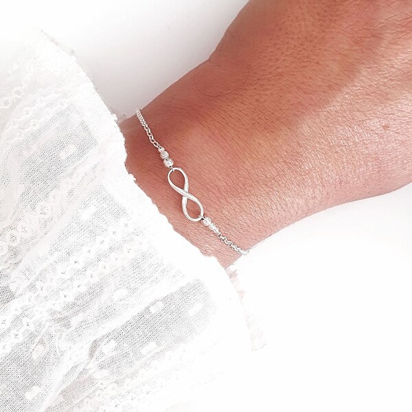 INFINI perles - Bracelet Infini en Argent 925 - Symbole d'Amour et d'Amitié Éternelle