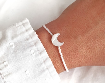 Bracelet LUNE en nacre et perles blanches