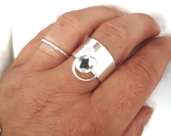 ILONA+ - 925 SILVER ring, medal ring, wide ring, adjustable silver ring, silver charm ring, accessory, gift idea