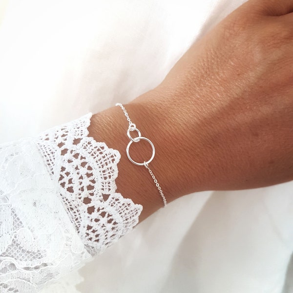 YANIS - bracelet fin en argent 925 anneaux entrelacés,  idée cadeau Saint valentin
