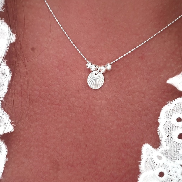 BELLA mini - Collier en argent 925 et sa médaille striée