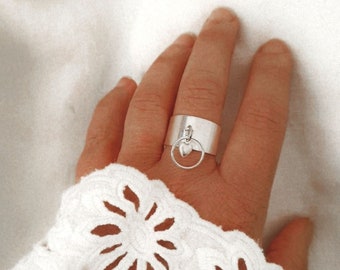 PASSION + - 925 silver ring, heart ring, thin ring, adjustable silver ring, silver charm ring, tassel ring, accessory, gift idea