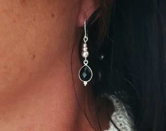 ELHEA onyx - boucles d'oreilles en argent et pierre naturelle en onyx, idée cadeau