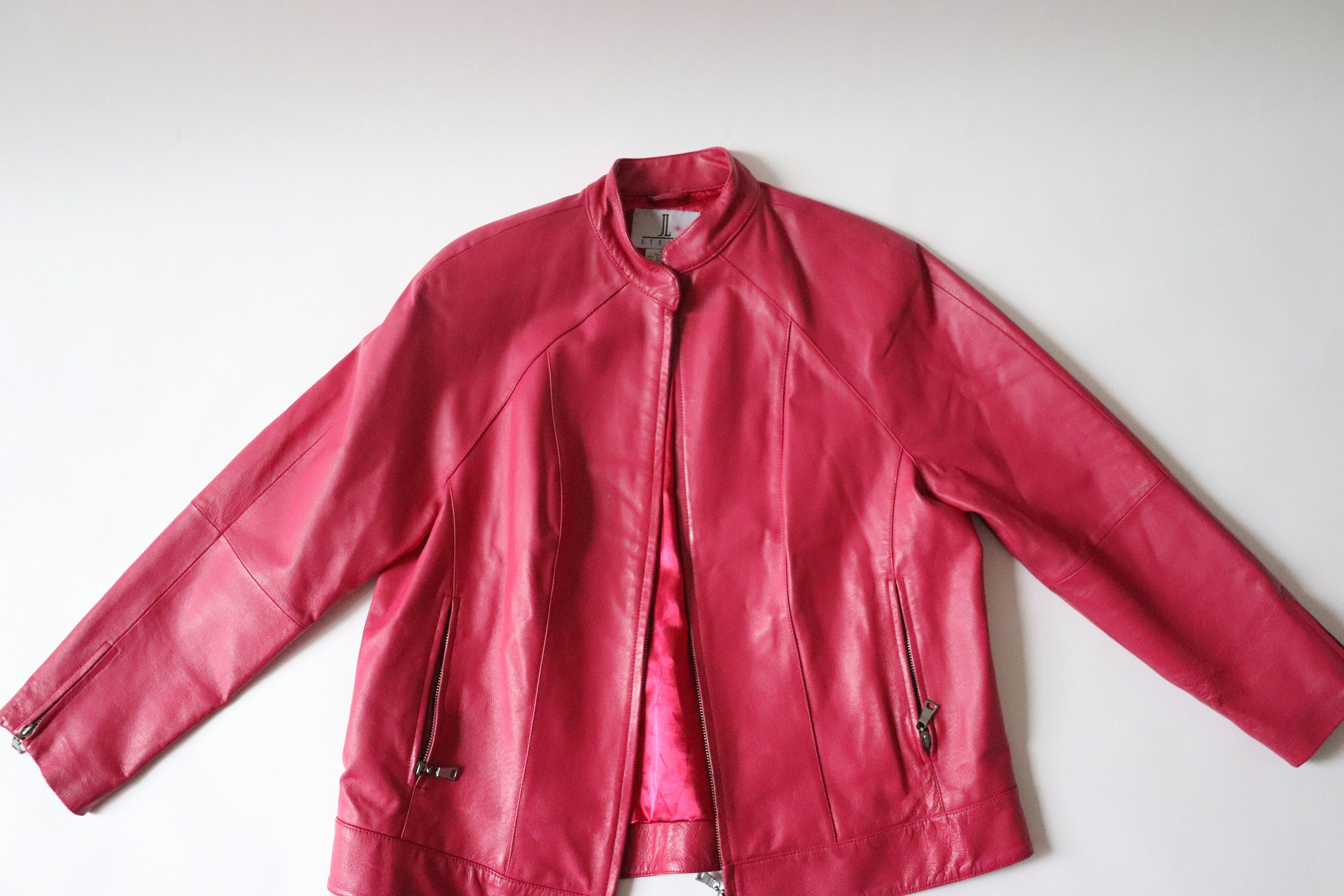Pink Genuine Leather Jacket | Etsy