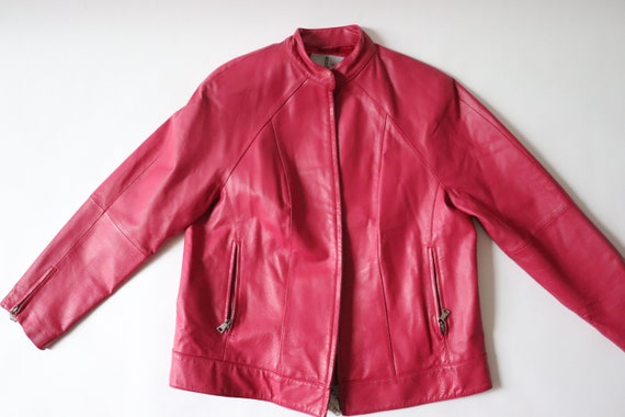 Pink Genuine Leather Jacket - image 2