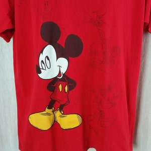 Vintage Mickey Mouse Red Mens XL Tee Shirt Short Sleeve Graphic Mickey Unlimited