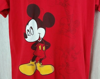 Vintage Mickey Mouse Red Mens XL Tee Shirt Short Sleeve Graphic Mickey Unlimited