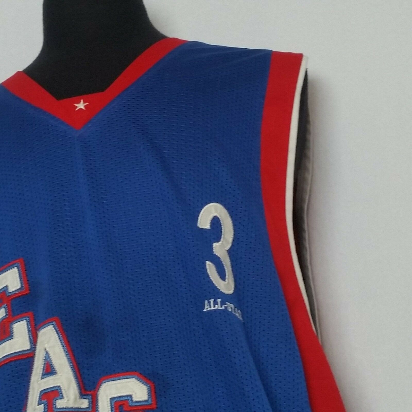 JensFunTreasures Reebok East Size 56 All Star Game Jersey Iverson Mens Blue Red Staining Vintage