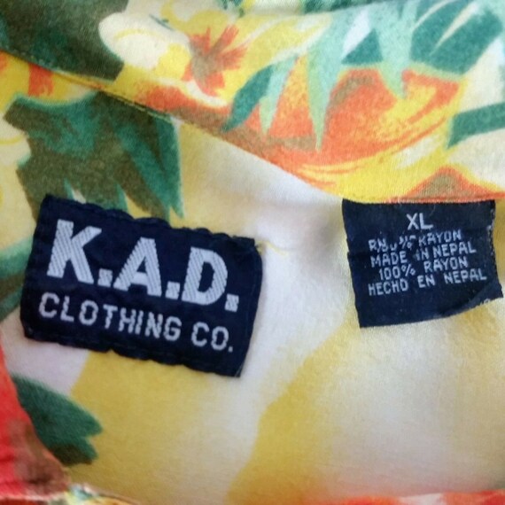 KAD Clothing Mens XL Yellow Orange Hawaiian Flora… - image 10