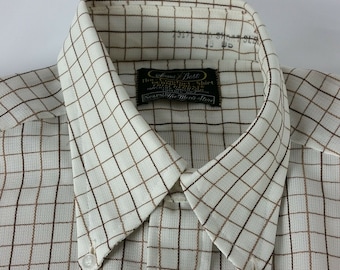 Vintage Sears Best Perma Prest Mens 16 The Comfort Shirt Windowpane Short Sleeve