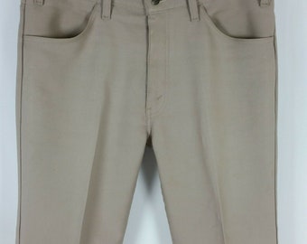 Levis 517 Sta Prest Vintage Beige Tan Pants Tag 36 x 33 Measure Polyester Dress