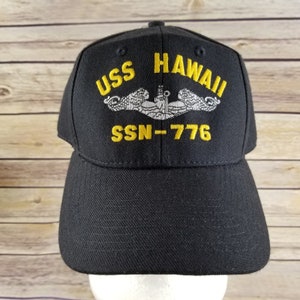 Vintage USS Hawaii SSN-776 Strapback Navy Baseball Hat Cap Made in USA Eagle Crest Official Military Headwear