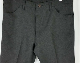 Wrangler Wrancher Mens 38 x 30 Dark Gray Vintage Polyester Pants Hipster