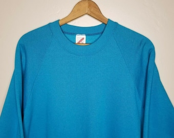 Vintage Jerzees Crewneck Sweat Unisex Mens XL Turquoise Made in USA