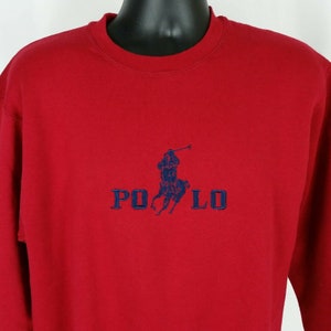 Vintage Wilson Crewneck Mens Medium Sweatshirt Embroidered Polo Red 90s