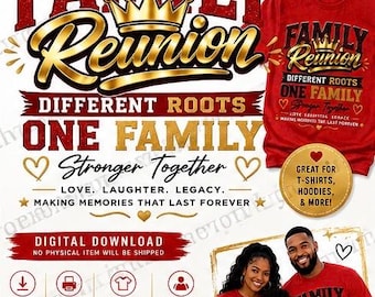 Family Reunion PNG Bundle | Different Roots One Family Design (Digital Download)