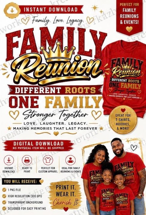 Family Reunion PNG Bundle | Different Roots One Family Design (Digital Download)