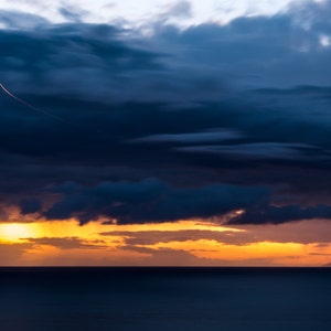 Photograph - Sunset - Pacific Ocean - Palos Verdes - Los Angeles - California - Long Exposure - Airplane Light Trail