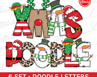 Christmas Doodle Alphabet Png Files, Christmas Letters Png, Christmas Clipart, Alphabet Doodle Set PNG | LTS-1439