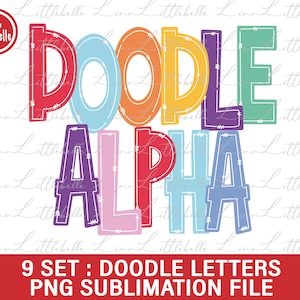 Alfabeto Doodle PNG, Letras Doodle PNG, Sublimação, Alfabeto Doodle Transparente, Letras Desenhadas à Mão | LTS-1513